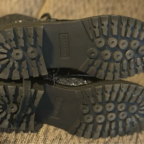 Black Glitter Combat Boots - Picture 8 of 8